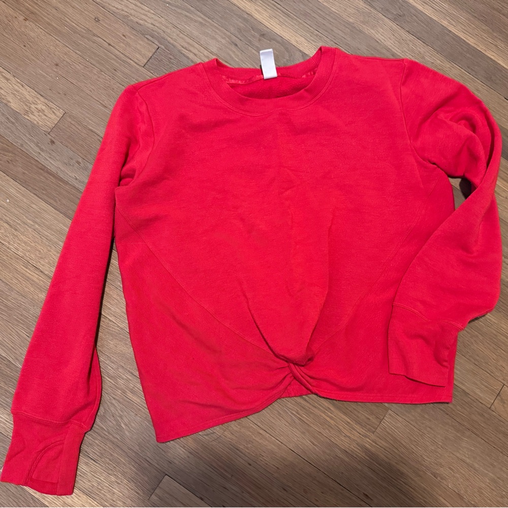 Athlete Girl Red fleece lined twist front top